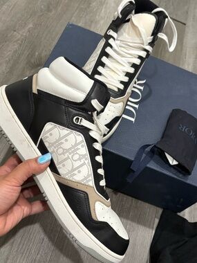 Dior Men’s Black, White & Beige High-Top Sneakers